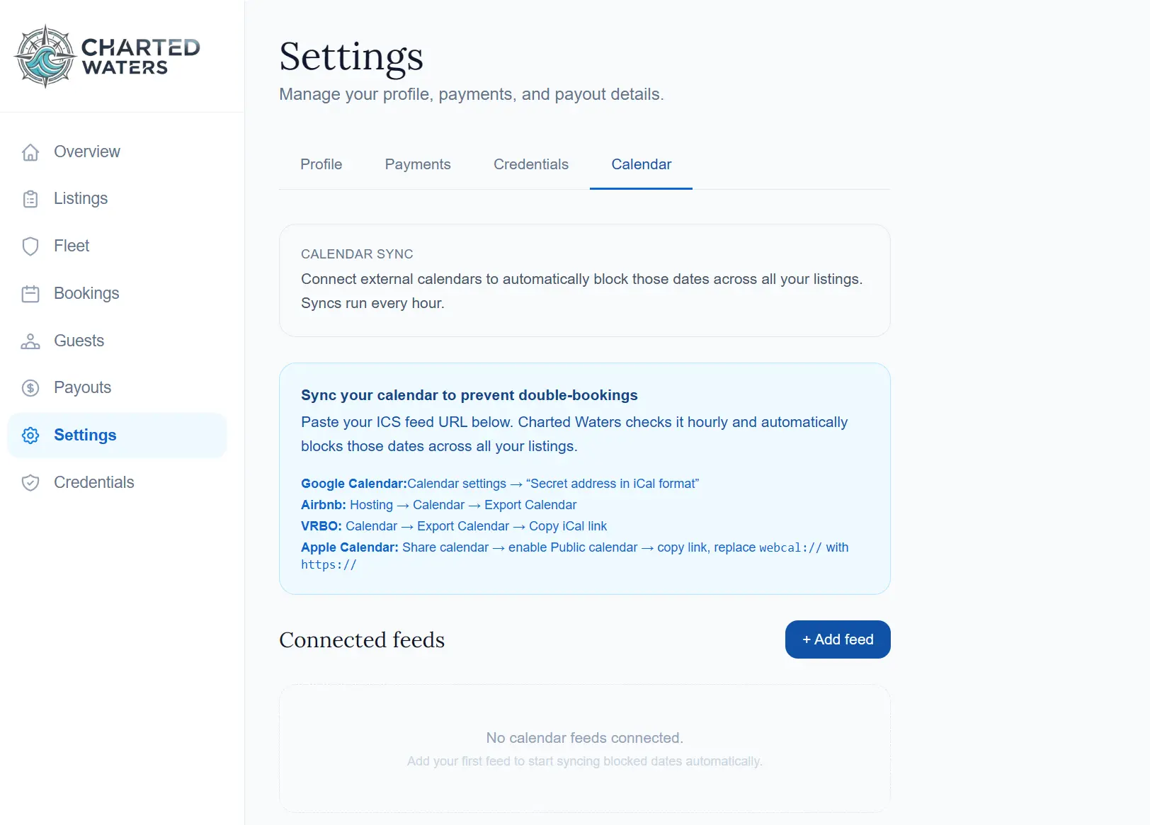 Calendar sync dashboard screenshot