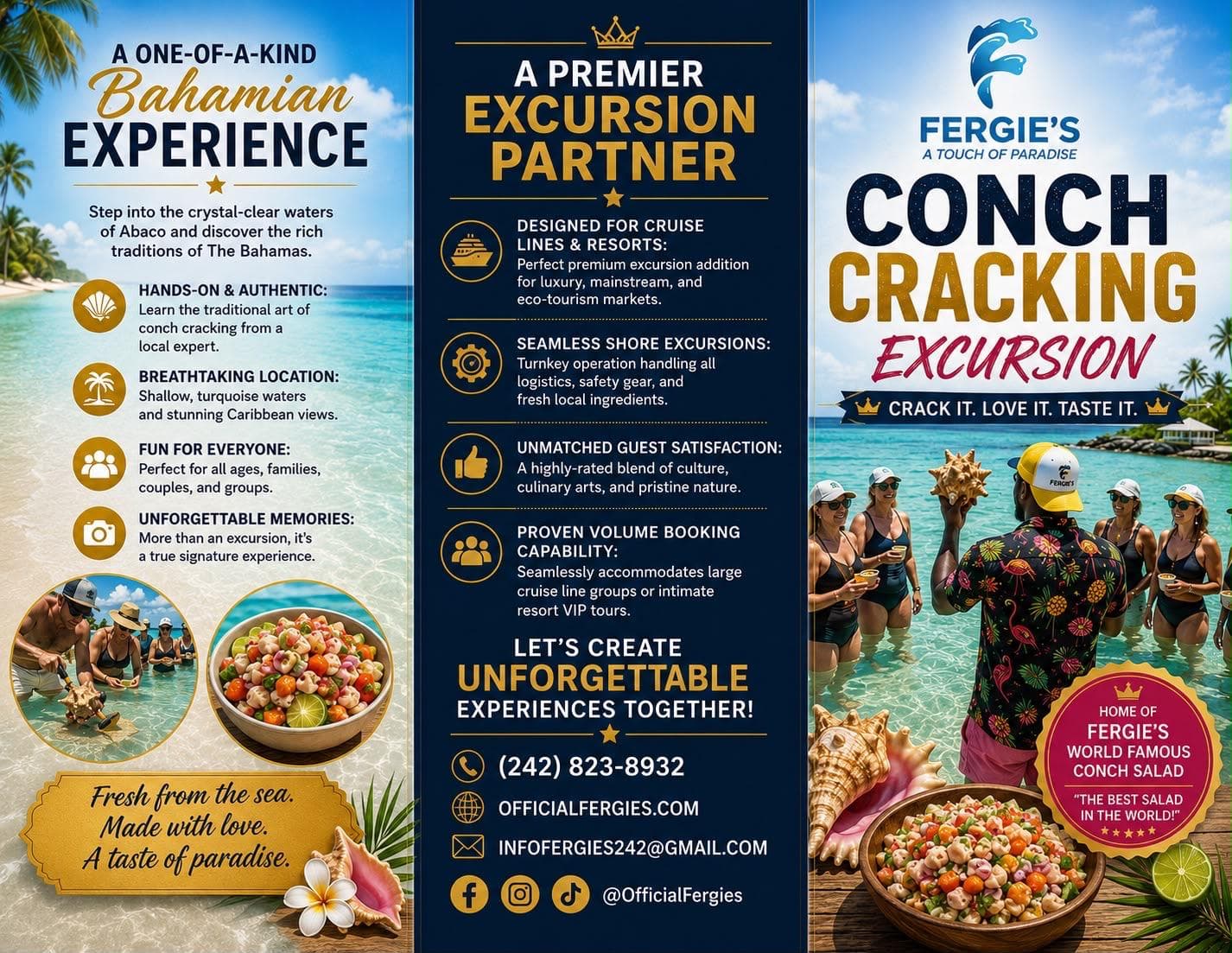 Fergie's Conch Cracking Excursion — boat charter in Marsh Harbour, Abaco Islands, Bahamas